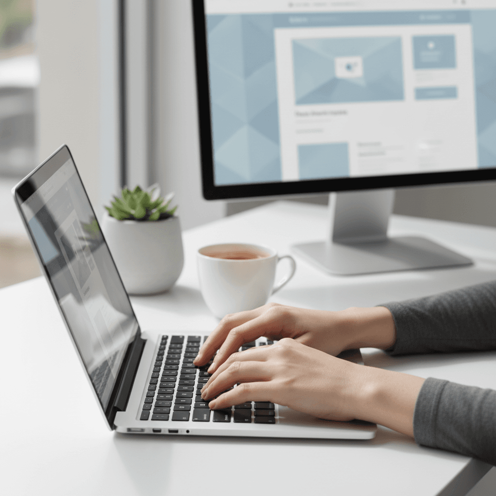 Laptop displaying a professional website design